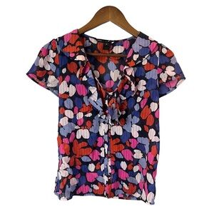 MARC BY MARC JACOBS Normandy Multicolor Floral Cute Pink Blue Blouse 0